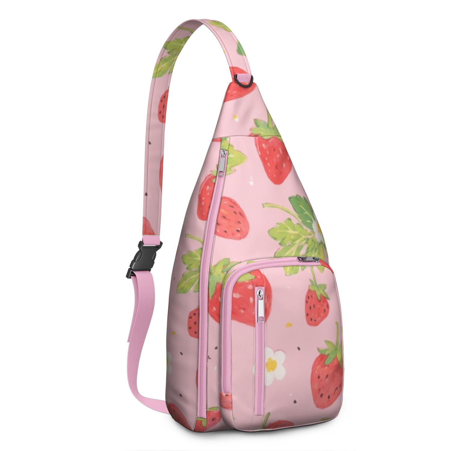 Strawberry Sling Backpack Crossbody Travel Hiking Chest Backpack Shoulder Daypack for Women Men Unisex