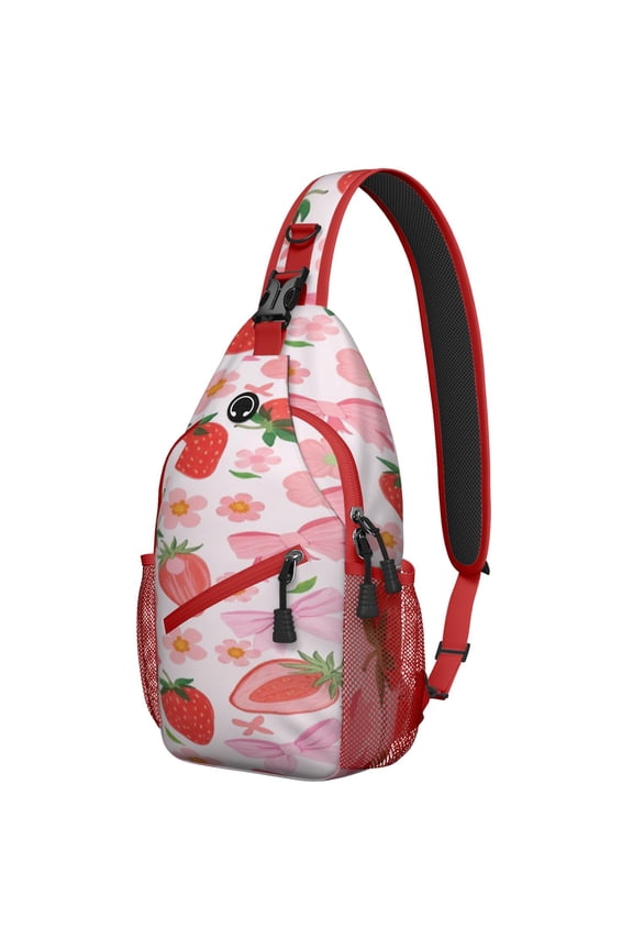 Strawberry Sling Backpack for Women Men Travel Bag Trendy Sling Backpack Lightweight Hiking Sling Pack