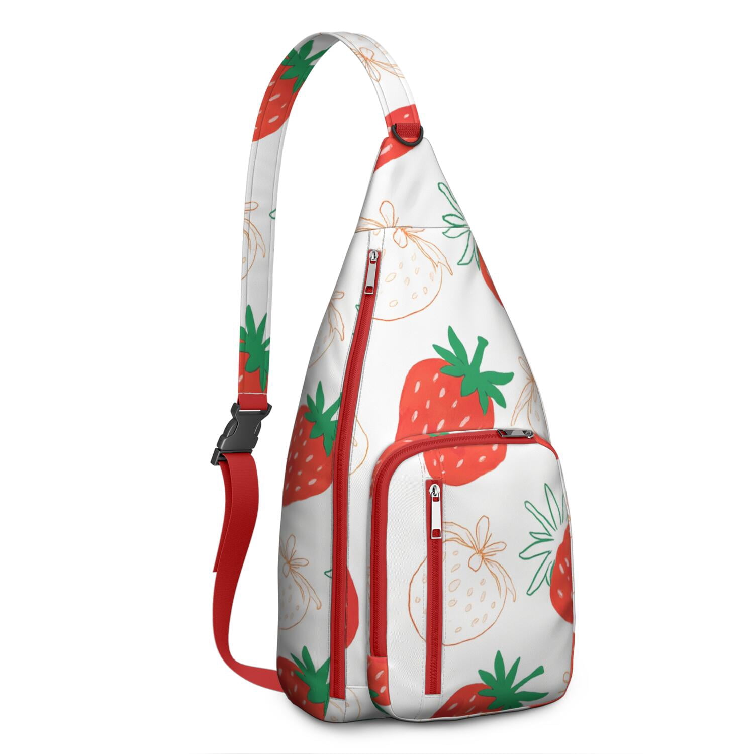Strawberry Sling Bag Crossbody Backpack,Crossbody Sling Bag Travel Hiking Daypack for Cycling Mountain Climbing