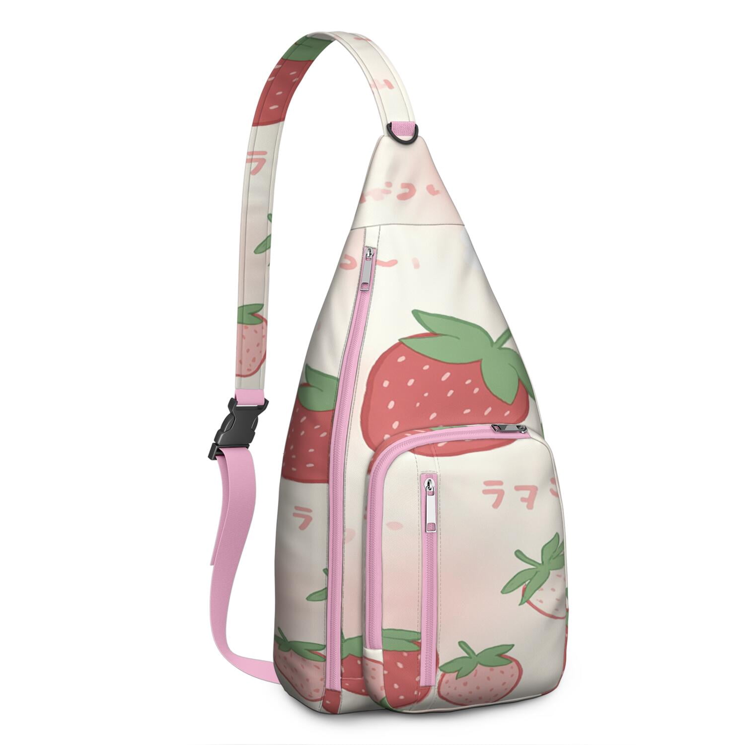 Strawberry Sling Bag Crossbody Backpack,Sling Backpack Adjustable Casual Shoulder Backpack for Cycling Mountain Climbing