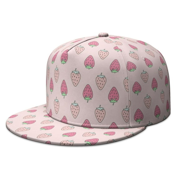 Strawberry Snapback Hat - Cute Kawaii Fruit Print Adjustable Cap for Strawberry Lovers, Sweet Summer Berry Design