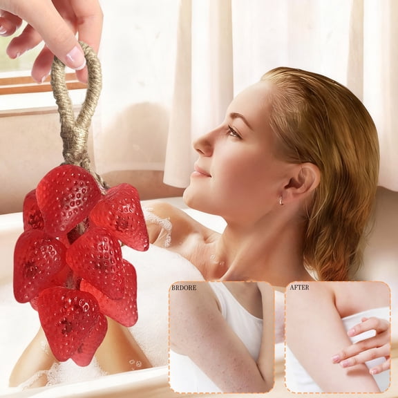 Strawberry Soap on a Rope, Handmade Strawberry Shaped Soaps, Natural Cold Process Soaps, for Face Body Shower & Hands Decorative Soap Bars Exquisite Home and Choice