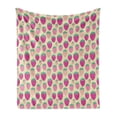 thumbnail image 1 of Strawberry Soft Flannel Fleece Throw Blanket, Graphic Pattern of Strawberries in Pink Tones Digital Image, Cozy Plush for Indoor and Outdoor Use, 50" x 70", Pale Green Sea Green, by Ambesonne, 1 of 6