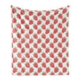 thumbnail image 1 of Strawberry Soft Flannel Fleece Throw Blanket, Repeating Fruits Pattern Ornamented with Floral Motifs Print, Cozy Plush for Indoor and Outdoor Use, 50" x 60", Fern Green Vermilion, by Ambesonne, 1 of 5