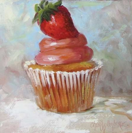 Strawberry Special Cupcake Canvas Art - Cheri Wollenberg (24 x 24)