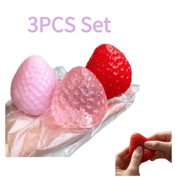 Strawberry Squishies, Squishies Strawberry, Fidget Toys Adults & Teens, Easter Basket Stuffers, HTF Cute Stress Relief Collectible, Sensory Stress Squeeze Toys,(3PC)