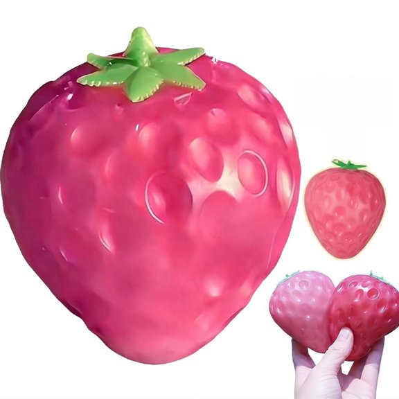 Strawberry Squishies Stress Balls,Stress Relief Soft Simulation Mango Fruit Squeeze Color Changing Ball, Fun Dough Ball Fidget Squeeze Balls, Ideal for Anxiety Relief, OCD, ADHD, ADD(Strawberry )
