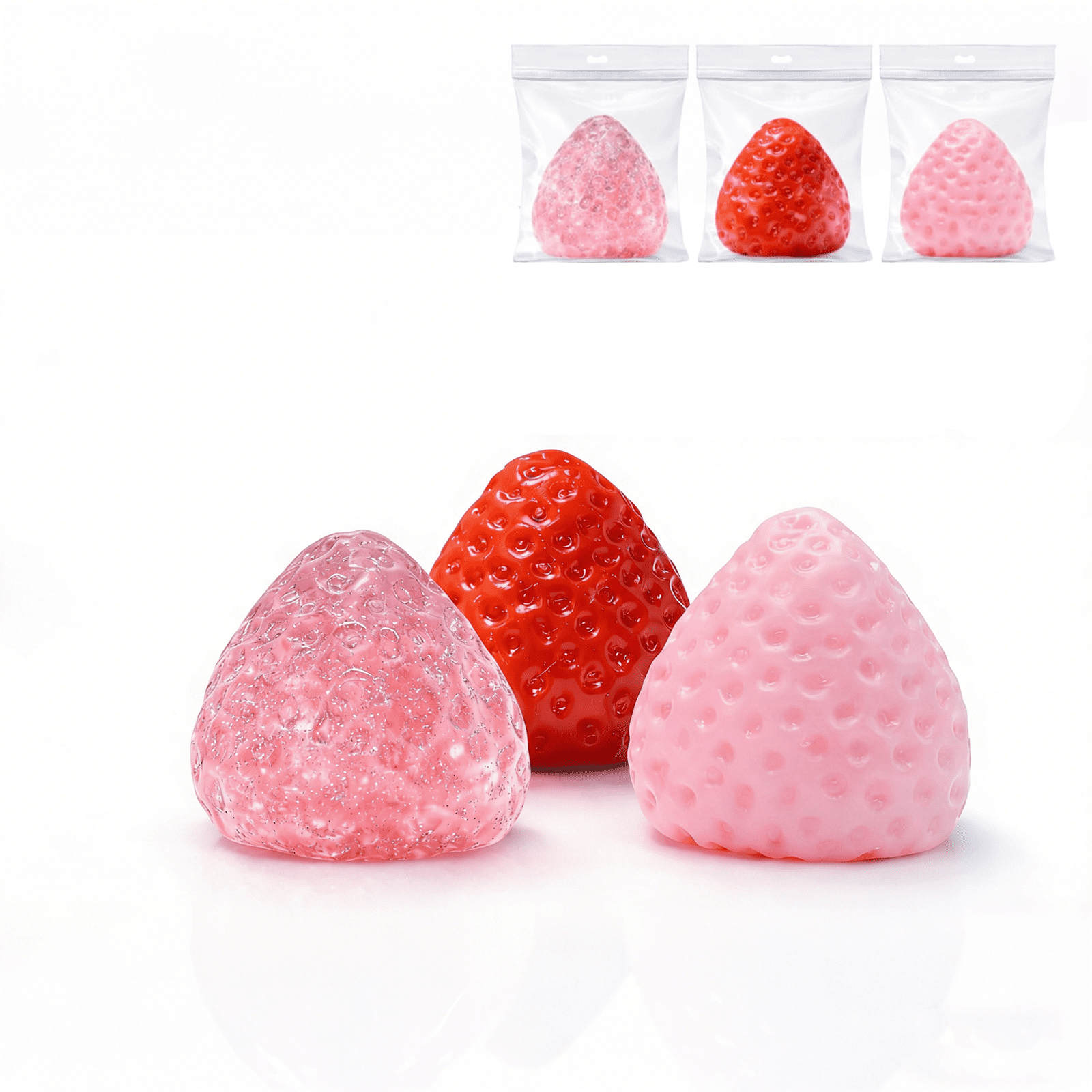 Strawberry Squishy Fidget 2.5 Inch Soft Sticky Squeeze for Desk Use
