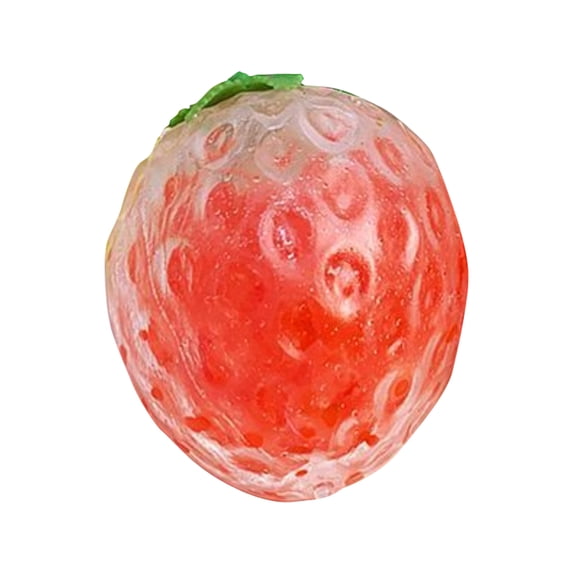 Strawberry Squishy Relaxation Toy with Soft Squeeze Design, Single Piece, Vermilion Red with Green Leaves, for Kids and Adults, Squeeze Toy