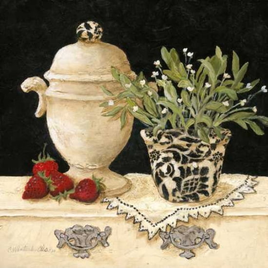 Strawberry Still Life Canvas Art - Charlene Olson (24 x 24)