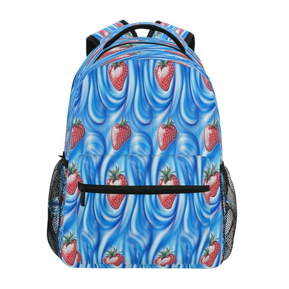 Strawberry Stream Stylish Large Backpack 15L Self-Standing Durable Twill for School, Office and Travel Use