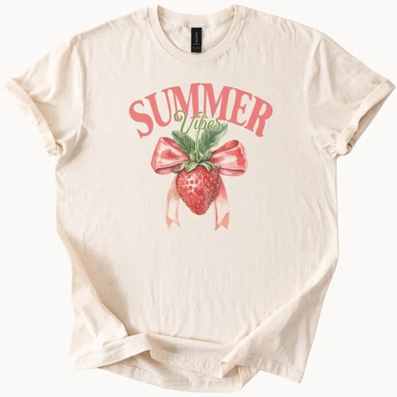 Strawberry Summer Vibes Tee Fruit Graphic Shirt Unisex S-5XL Hot Trending Shirt, Vintage Birthday Gift