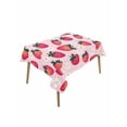 thumbnail image 1 of Strawberry Table Cloth, Pink Spring Summer Rustic Floral Fruit Waterproof Tablecloth for Rectangle Tables, Reusable Washable Fabric Table Cover for Restaurant Kitchen Dining Tables 60"x84", 1 of 6