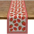 thumbnail image 1 of Strawberry Table Runner Buffalo Plaid Check Spring Summer Fruit Birthday Baby Shower Party Kitchen Dining Home Decoration (13.8" x 90"), 1 of 1