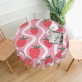 thumbnail image 1 of Strawberry Tablecloth Round Table Cloths 60 Inch Wrinkle Resistant Picnic Table Covers Washable Polyester for Holiday Kitchen Party Picnic -Pink, 1 of 6