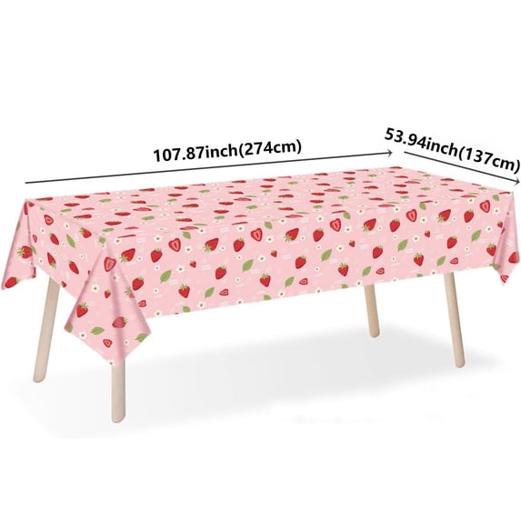 Strawberry Tablecloth for Strawberry Party Decorations, Disposable Plastic Rectangle Berry First Birthday Table Cloth for Kids Girls Sweet Party Berry,Birthday Baby Shower Decoration