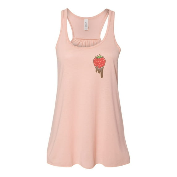 "Strawberry Tank Top, Chocolate Strawberry, Racerback, Soft Bella Canvas, Strawberry Shirt, Gift For Her, Muscle Tank, Strawberry Lover, Gym, Peach, EXTRA SMALL"