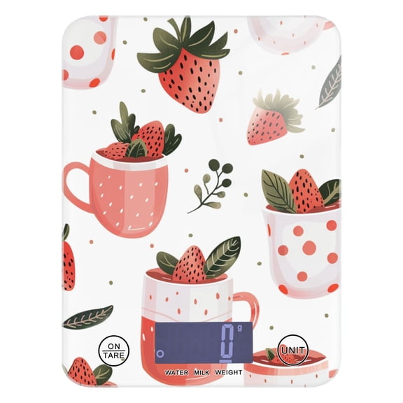 Strawberry Tea Food Scale Digital Kitchen Scale Waterproof Grams Ounces lbs for Weight Loss
