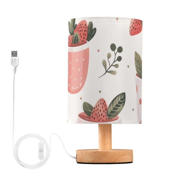 Strawberry Tea Table Lamp for Desk Nightstand Lamp with USB Modern Gifts for Bedroom Living Room Kids Room