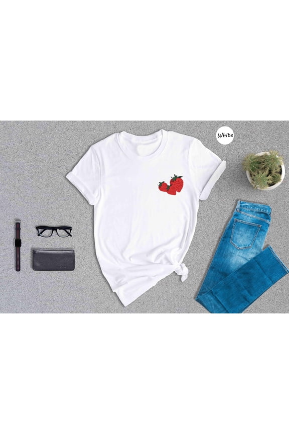 Strawberry Tee Cottagecore Style Vibrant Summer Fruit Shirt Soft Cotton Blend Plus Size Av