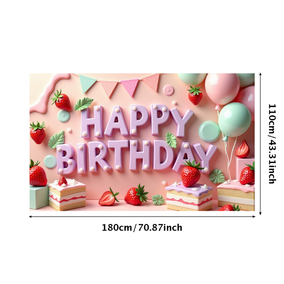 Strawberry Theme Banner Decorative Design Balloon Decoration for Birthday Party Kids Celebration Indoor Decoration