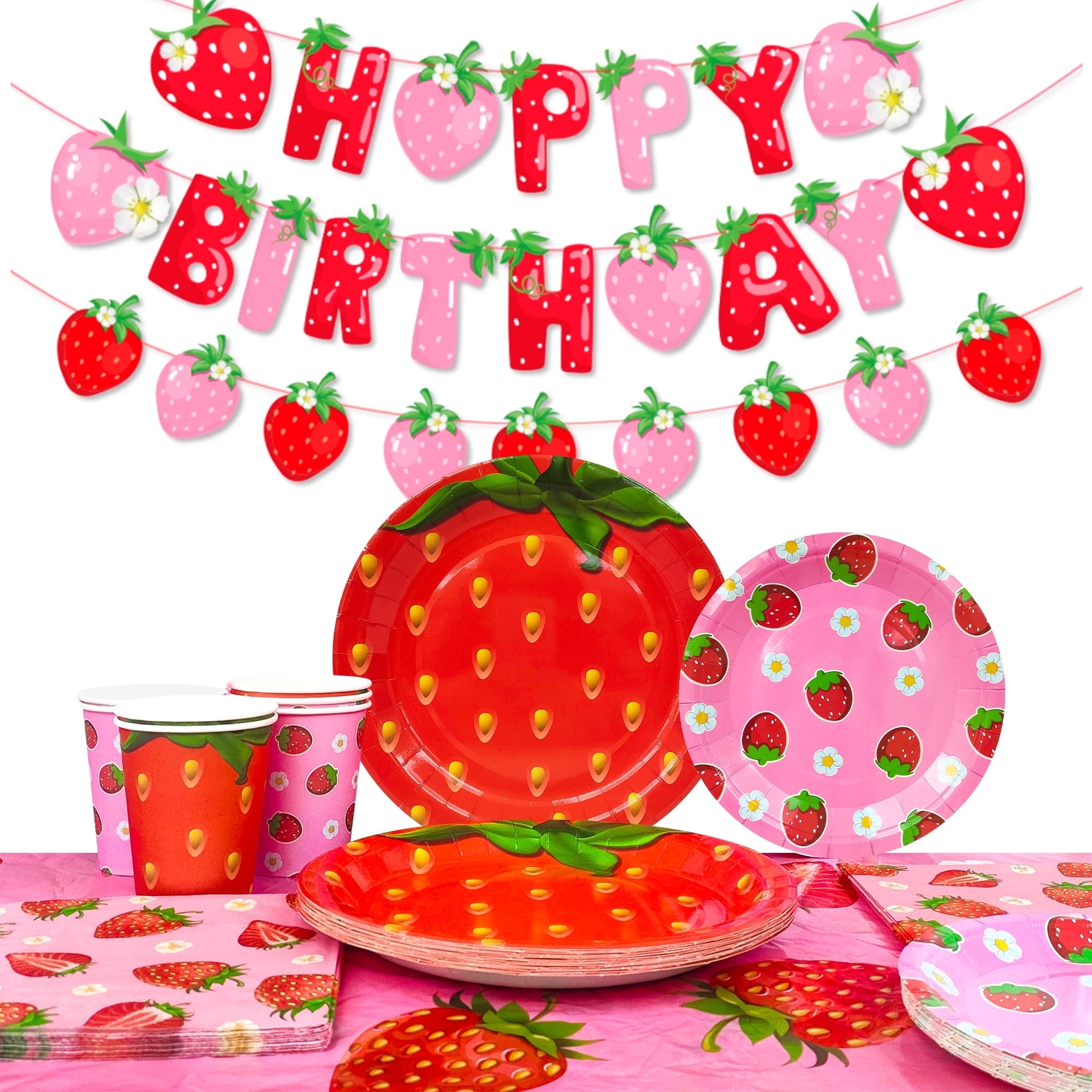 Strawberry Theme Birthday Party Supplies, Strawberry Party Tableware ...