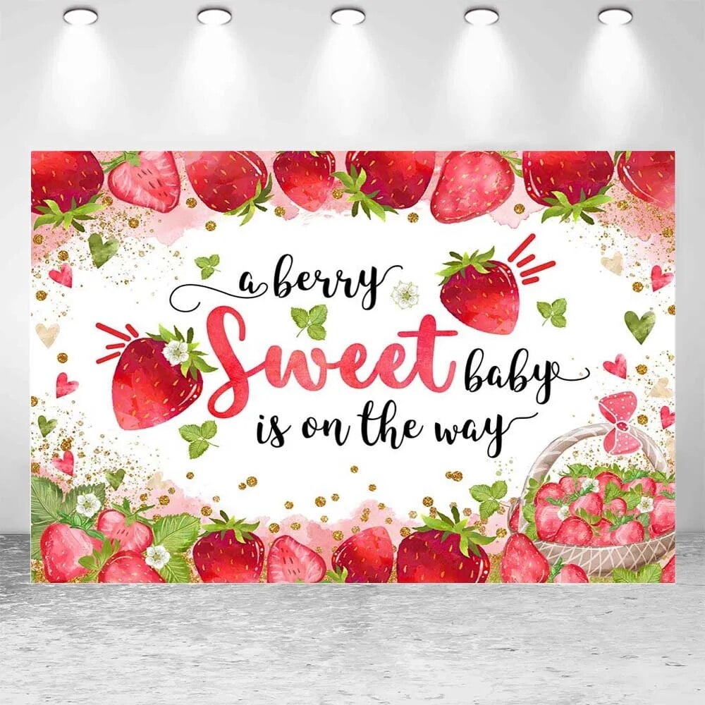 Strawberry Theme Sweet One 1st Birthday Backdrop Girls Party Decor ...