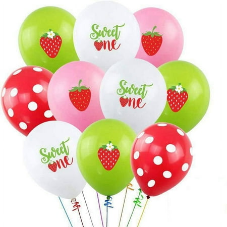 Strawberry Theme Sweet Summer Party Decoration Sweet One Party Premium Print Latex Balloon Set Props for Baby Birthday Supplies