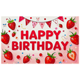 thumbnail image 1 of Strawberry Themed Happy Birthday Banner Background Backdrop Party Decorations for Birthday Party Photography Props Photo Booth Decors, 1 of 7