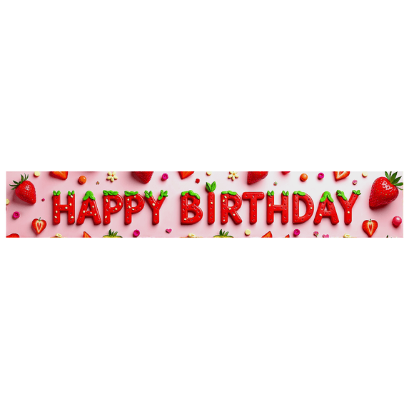 Strawberry Themed Happy Birthday Banner Party Decoration Backdrop Background Photo Props for Birthday Parties Kids Celebrations Family Gatherings and Photo Shoots