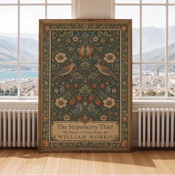 Strawberry Thief Poster, Modern Arts And Crafts, Sage Green And Dusty ...