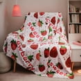 thumbnail image 1 of Strawberry Throw Blanket, Cute Fluffy Blanket for Couch or Bed, Super Soft Small Blanket Birthday Gift for Women or Kids, Pink 40x50 inches, 1 of 13