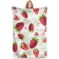 thumbnail image 1 of Strawberry Throw Blanket Fresh Strawberry Pattern Soft Cozy Flannel Lightweight Warm Travel Couch Blankets for Bed Living Room Decor Gifts for Kids Adults 80""x60"", 1 of 6