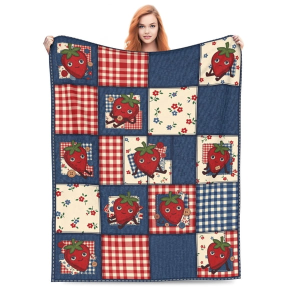 Strawberry Throw Blanket Gift,Ultra Soft Cozy Lightweight Blanket for Couch, Sofa, Bed, Bedroom Decor, Travel Camping Blanket 50"x40"