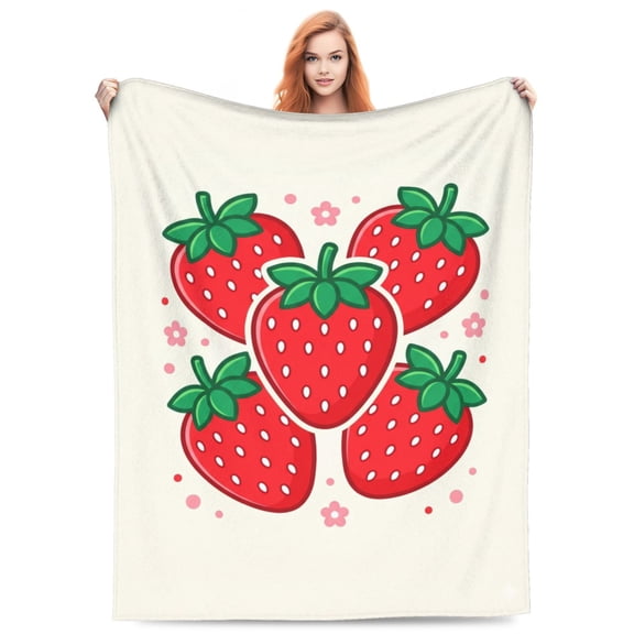 Strawberry Throw Blanket Gift,Ultra Soft Cozy Lightweight Blanket for Couch, Sofa, Bed, Bedroom Decor, Travel Camping Blanket 50"x40"