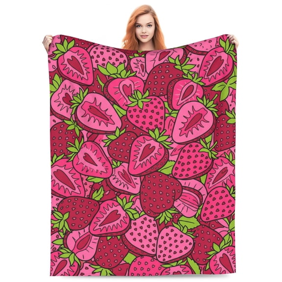 Strawberry Throw Blanket Gift,Ultra Soft Cozy Lightweight Blanket for Couch, Sofa, Bed, Bedroom Decor, Travel Camping Blanket 50"x40"