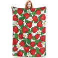 thumbnail image 1 of Strawberry Throw Blanket Strawberry and Leaves Soft Cozy Flannel Lightweight Warm Travel Couch Blankets for Bed Living Room Decor Gifts for Kids Adults 50""x40"", 1 of 6