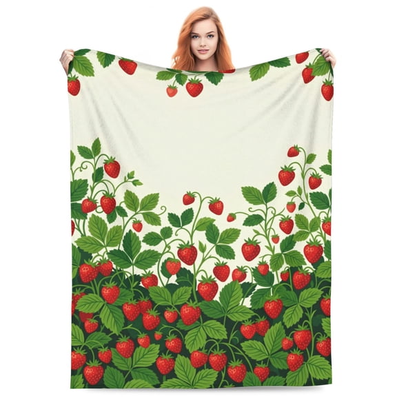 Strawberry Throw Blanket for Women, Strawberry Gift, Soft Warm Cozy Flannel Blanket for Travel, Cute Pink Home Room Decor for Couch, Bed 50"x40"