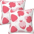thumbnail image 1 of Strawberry Throw Pillow Covers Set of 2 Soft Pillow Case Protectors with Zipper Standard Size Pillowcase Square for Bed, Sofa, Living Room, Outdoor (18"x18"), 1 of 6