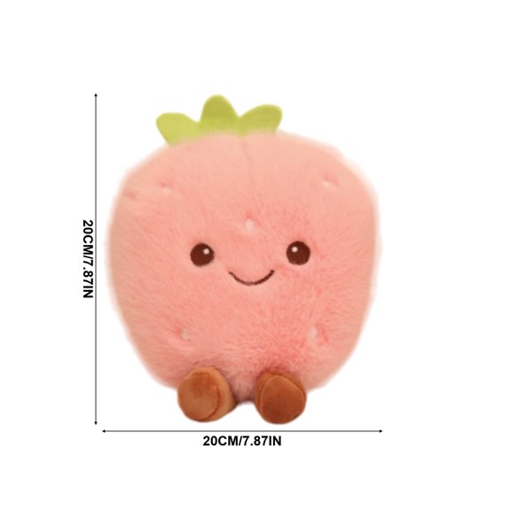 Strawberry Throw Pillow, Fruit Shaped Plush Cushion, Smiling Character for Adding a Soft Accent to a Sofa or Reading Chair, Filled Pillow with Leafy Top and a Rounded Berry Silhouette