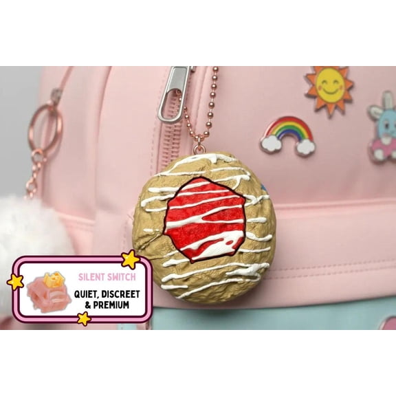 Strawberry Thumbprint Cookie Clicker Fidget Keychain