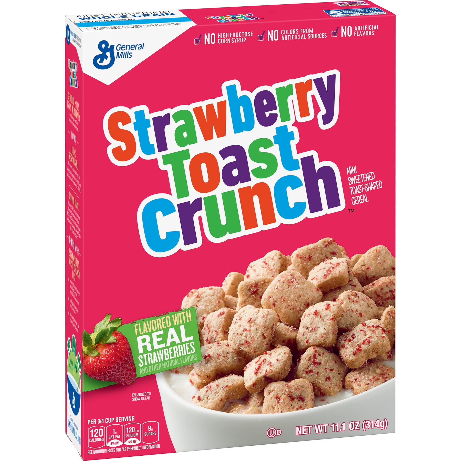 Strawberry Tiny Toast Cereal, Fruit Flavored Cereal, 11.1 oz