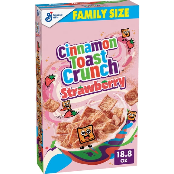 Cinnamon Toast Crunch Breakfast Cereal, Crispy Strawberry Cereal, Family Size, 18.8 oz