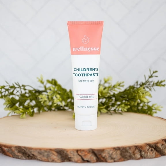 Wellnesse Kids Hydroxyapatite Toothpaste with Xylitol - Fluoride Free Toddler & Kid's Natural Toothpaste, Freshens Breath, Sensory-Friendly Oral Care, Strawberry Flavor