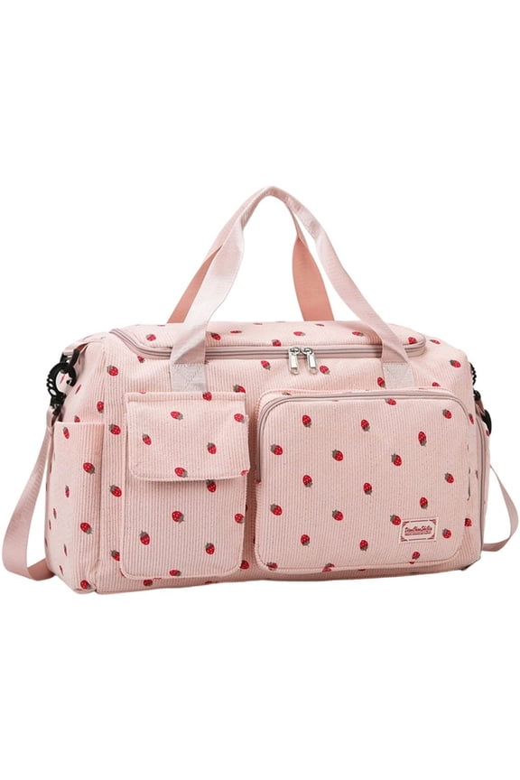 Strawberry Tote Bag Cute Corduroy Shoulder Bag Large Capacity Work Bags Carry On Travel Bag Sports Fitness Bags For College Work Travel Shopping