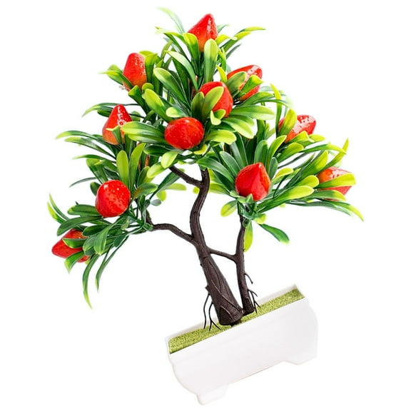 Strawberry Tree Decor Simulation Bonsai Pot Fake Plant Office