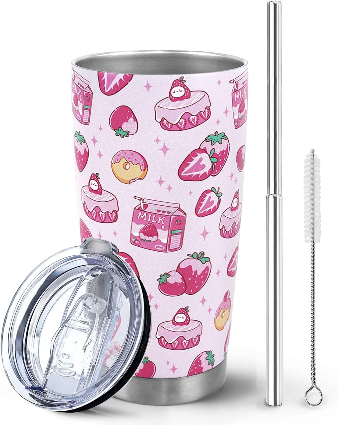 Subtle Strawberry Thermal Tumbler Mug (Pink) main image 0