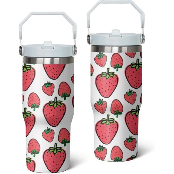 Strawberry Tumbler, Strawberry Cups/Mug, Strawberry Water Bottle, Strawberry Themed Gifts, Strawberry Stuff, Strawberry Gifts for Women, 30oz Insulated Skinny Tumbler with Lid and Straw