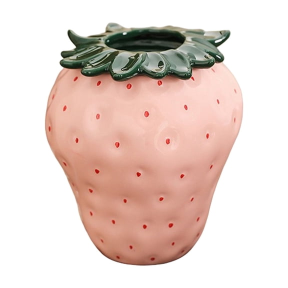 Strawberry Vase - Ceramic, Home Decoration, Dry Flower Pot, Flower Arrangement Container, Red, Durable
