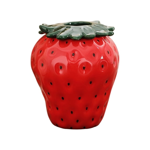 Strawberry Vase Strawberry Home Decoration Vase Dry Flower Pot Ceramic Flower Rack Flower Arrangement Container Ceramic Red Flower Pots Home Decor